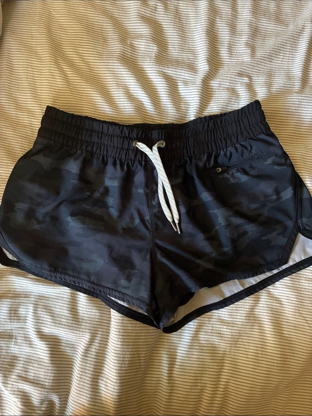 Women's Black Camo Active Shorts with Drawstring